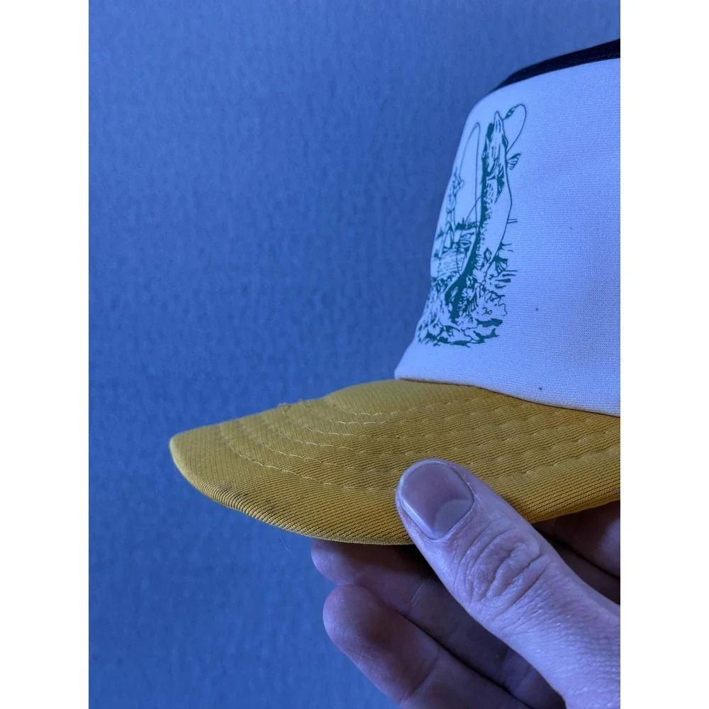 Vintage Dogskin Lake Lodge Debroni's Hat Cap Snap Back Mens‎ One Size Yellow